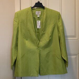 Women's Jon Lawrence Linen Blend Blazer Size 24W in Lime